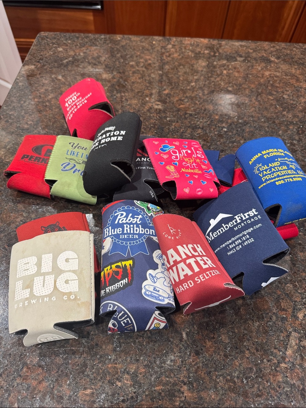 Assorted Red, Blue and Black Can Koozies - Multi-Pack Promotional Sleeve Set 12